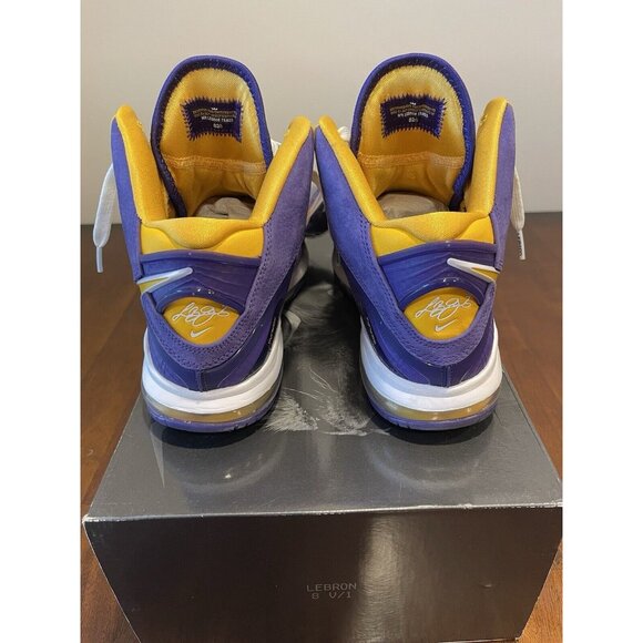 Nike Lebron 8 Lakers Purple Yellow Suede 2020 DC8380-500 Shoes Mens 10.5 w/Box - Picture 4 of 5